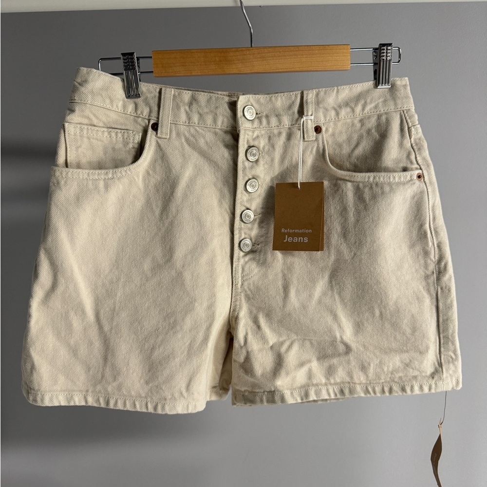 Amy Button Fly High Rise Jean Shorts